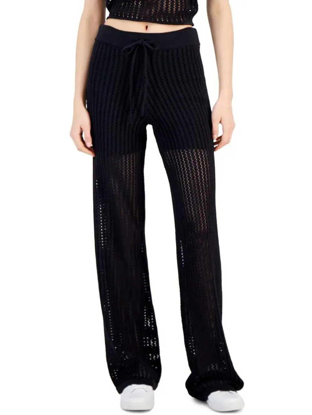HUGO Responsible Knit Wide-Leg Trousers - Women's Size XL - Black